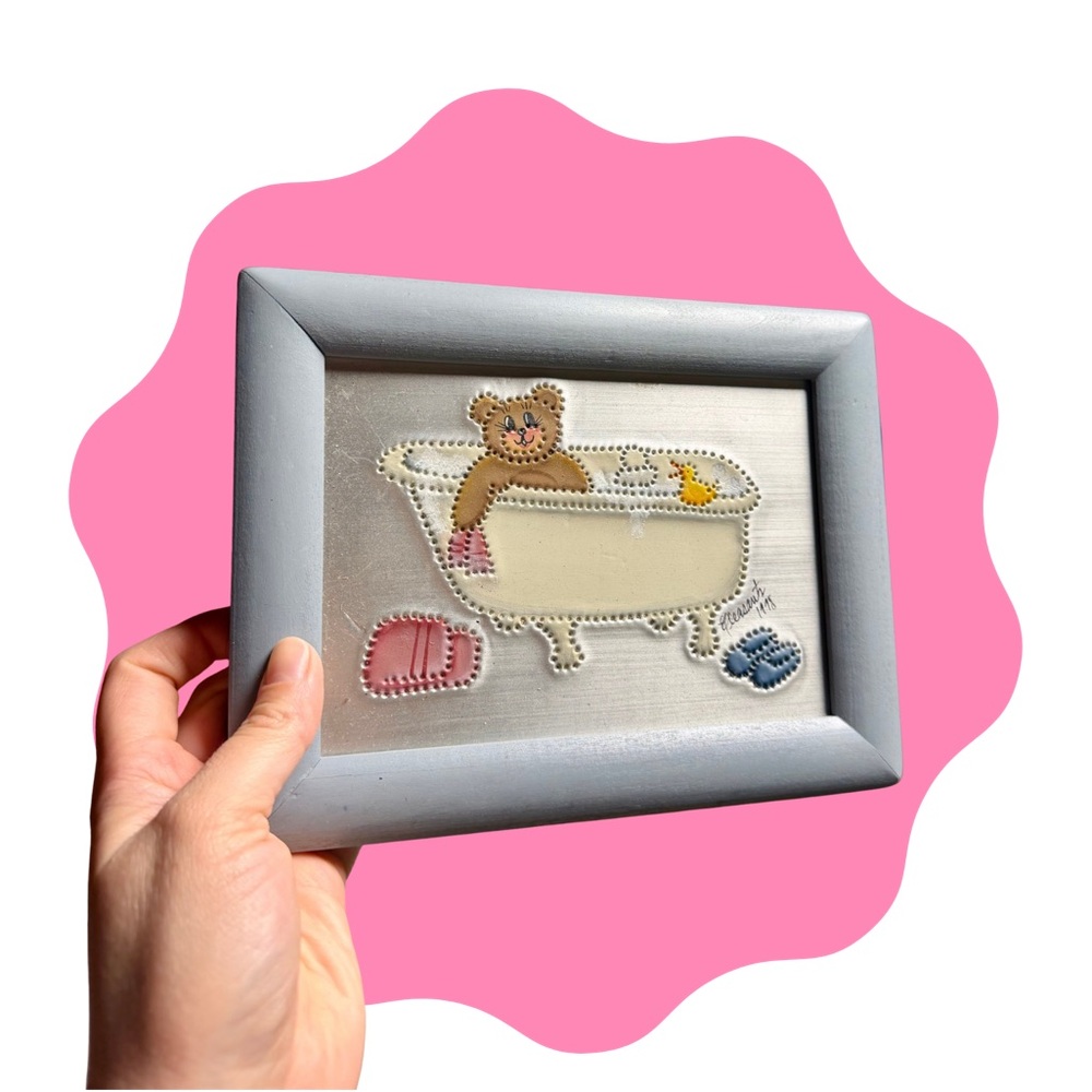 Cute Teddy Bear Bathtub Wall Art